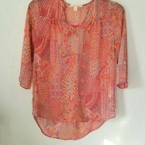 Miami Sheer Geometric Print Blouse